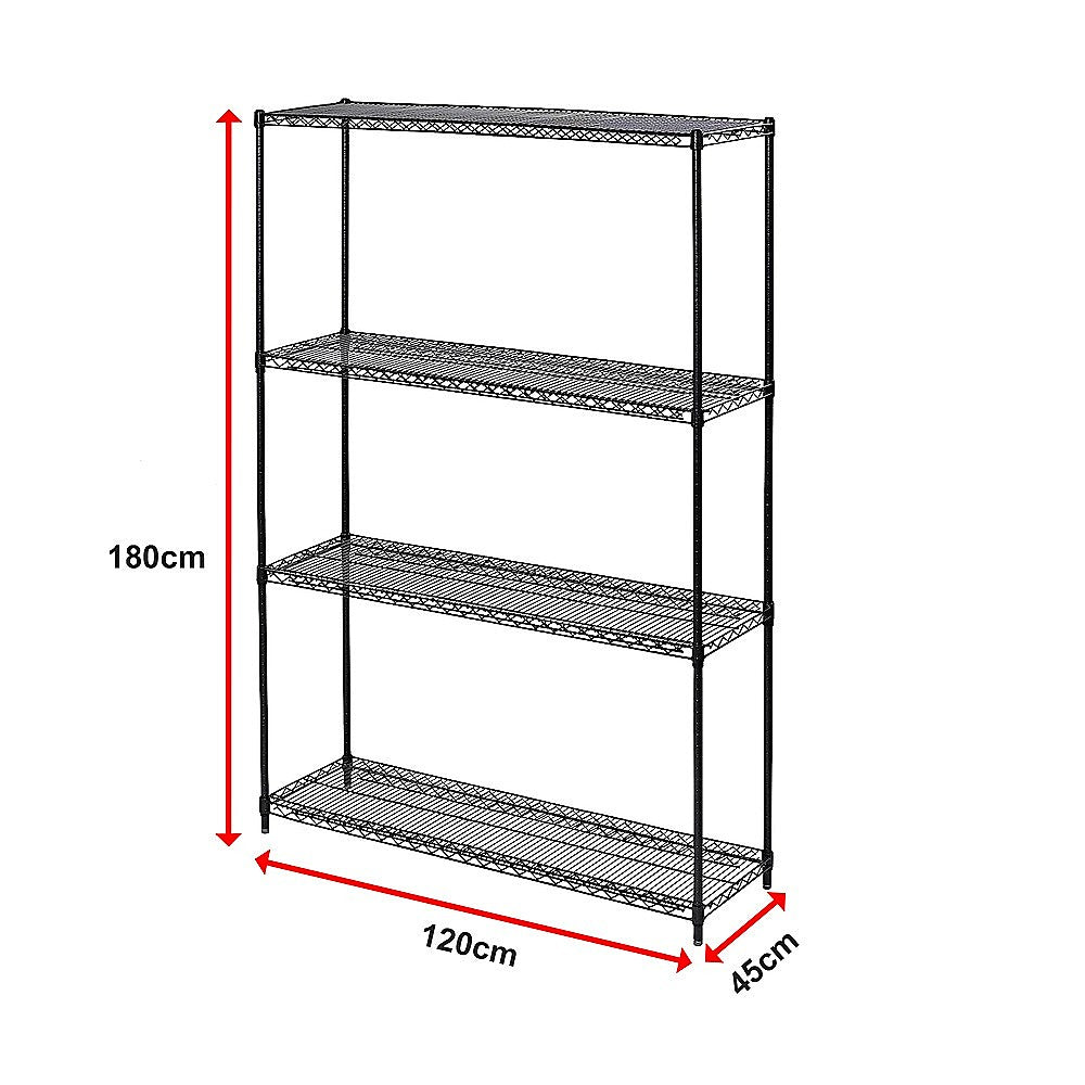 Modular Wire Storage 120x45cm Steel Shelving Black With Fixed Legs For Garage Kitchen Or Retail Storage V63-841031