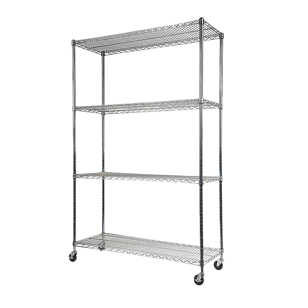 Modular Wire Storage 120x45cm Steel Shelving Chrome With Wheels For Garage Kitchen Or Retail Storage V63-841041