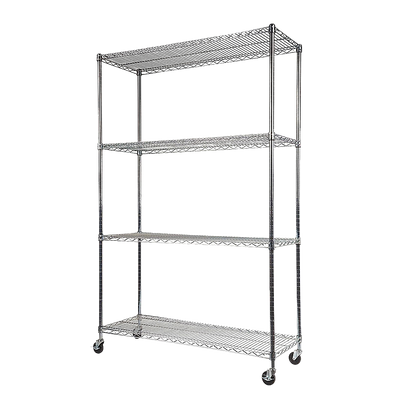 Modular Wire Storage 120x45cm Steel Shelving Chrome With Wheels For Garage Kitchen Or Retail Storage V63-841041