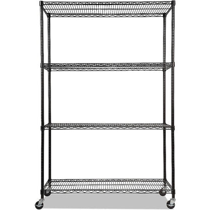 Modular Wire Storage 120x45cm Steel Shelving Black With Wheels For Garage Kitchen Or Retail Storage V63-841051