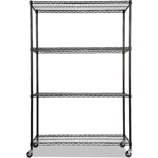 Modular Wire Storage 120x45cm Steel Shelving Black With Wheels For Garage Kitchen Or Retail Storage V63-841051