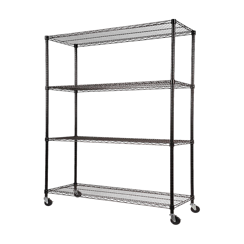 Modular Wire Storage 120x45cm Steel Shelving Black With Wheels For Garage Kitchen Or Retail Storage V63-841051