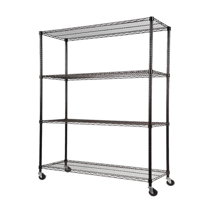 Modular Wire Storage 120x45cm Steel Shelving Black With Wheels For Garage Kitchen Or Retail Storage V63-841051