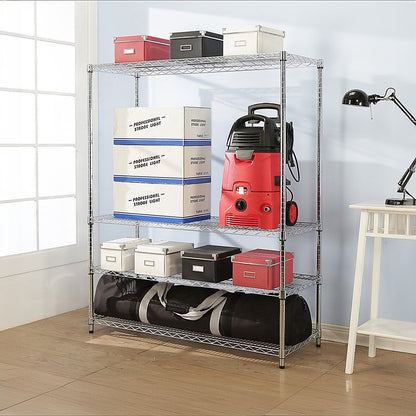 Modular Wire Storage 150x60cm Steel Shelving Chrome With Fixed Legs For Garage Warehouse Or Kitchen V63-841071
