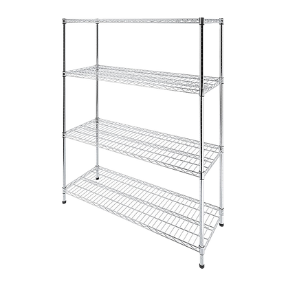 Modular Wire Storage 150x60cm Steel Shelving Chrome With Fixed Legs For Garage Warehouse Or Kitchen V63-841071