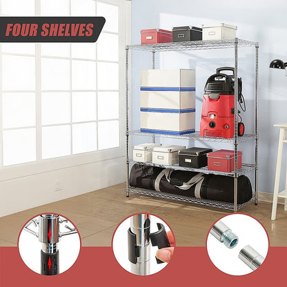 Modular Wire Storage 150x60cm Steel Shelving Chrome With Fixed Legs For Garage Warehouse Or Kitchen V63-841071