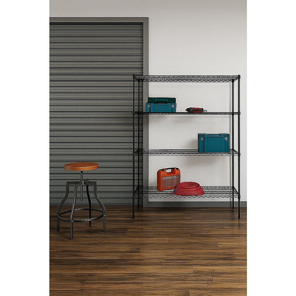 Modular Wire Storage 150x60cm Steel Shelving Black With Fixed Legs For Garage Warehouse Or Kitchen V63-841081