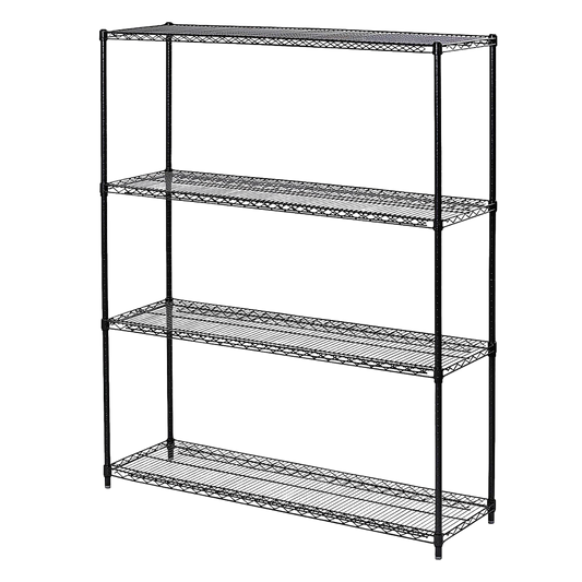 Modular Wire Storage 150x60cm Steel Shelving Black With Fixed Legs For Garage Warehouse Or Kitchen V63-841081