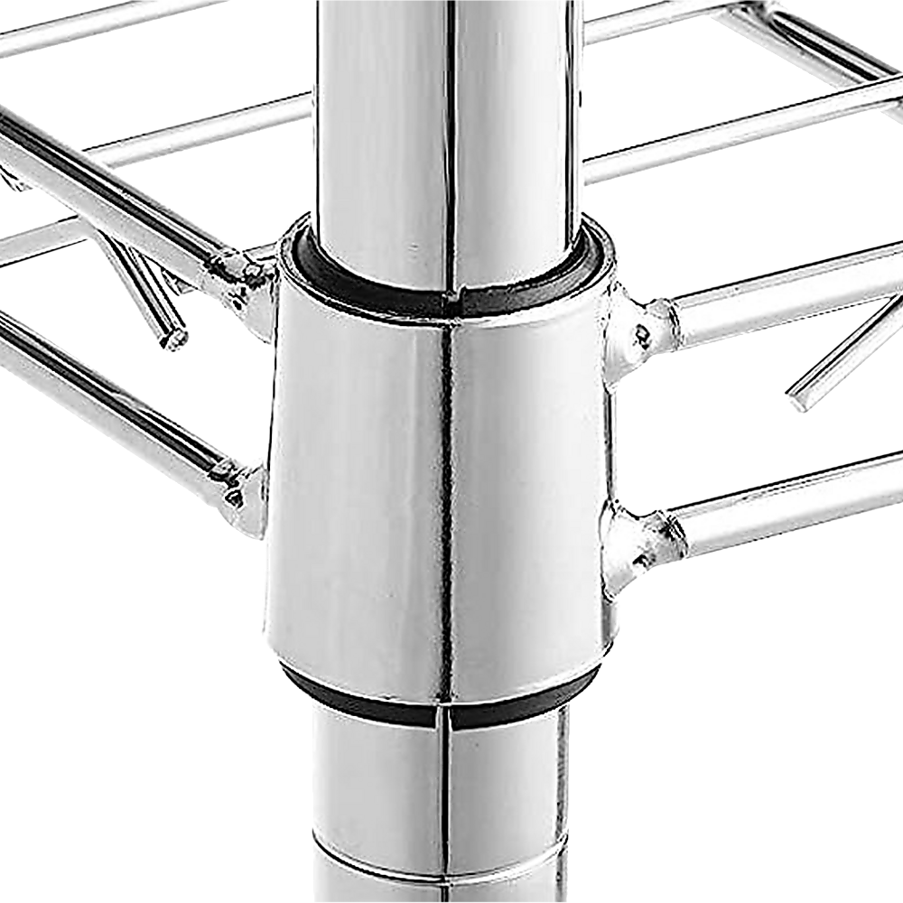 Modular Wire Storage 150x60cm Steel Shelving Chrome With Wheels For Garage Warehouse Or Kitchen Organisation V63-841091