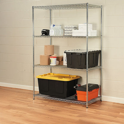 Modular Wire Storage 90x35cm Steel Shelving Chrome With Fixed Legs For Garage Warehouse Or Kitchen V63-841121