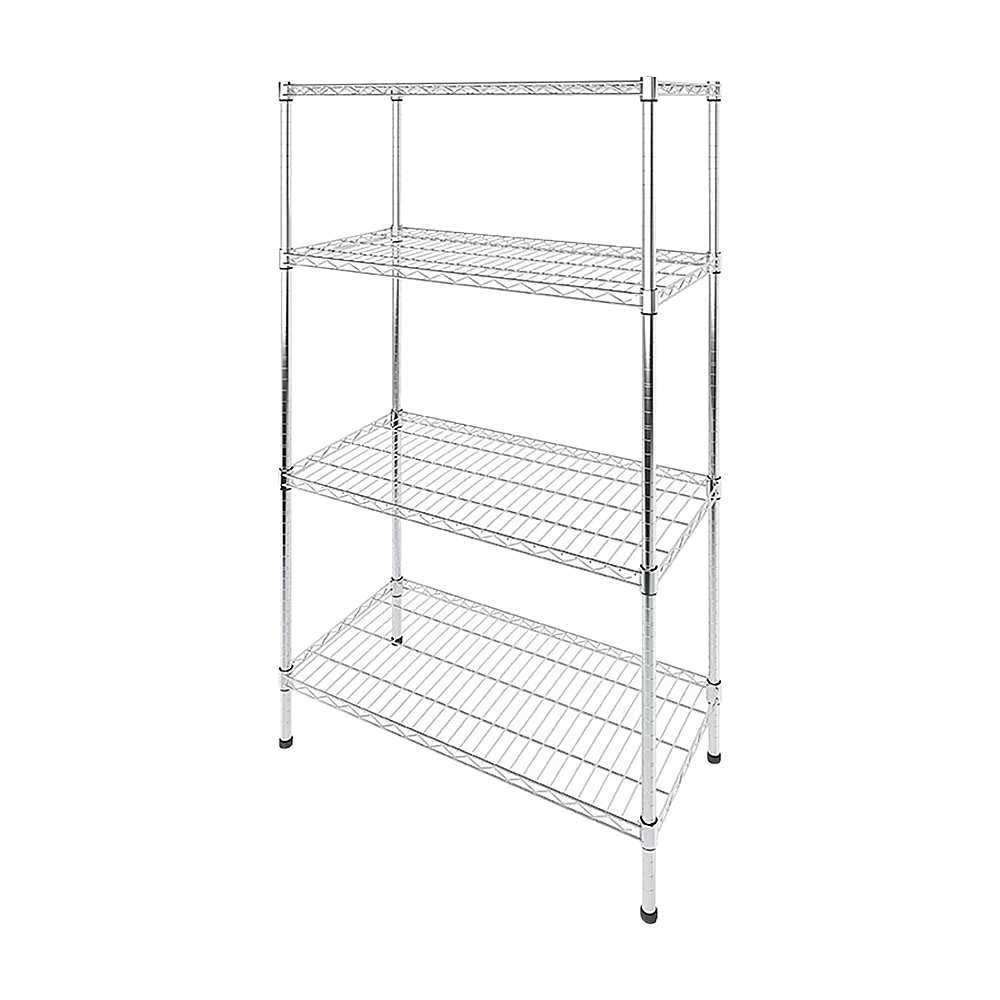 Modular Wire Storage 90x35cm Steel Shelving Chrome With Fixed Legs For Garage Warehouse Or Kitchen V63-841121