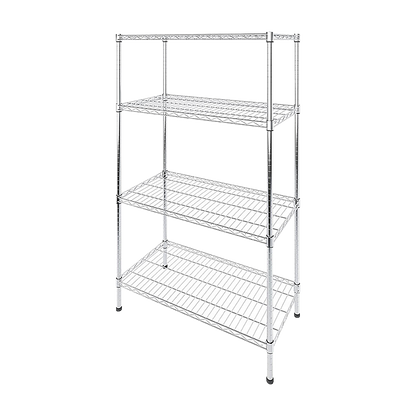 Modular Wire Storage 90x35cm Steel Shelving Chrome With Fixed Legs For Garage Warehouse Or Kitchen V63-841121
