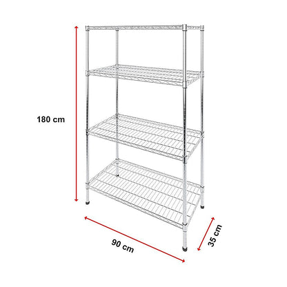 Modular Wire Storage 90x35cm Steel Shelving Chrome With Fixed Legs For Garage Warehouse Or Kitchen V63-841121
