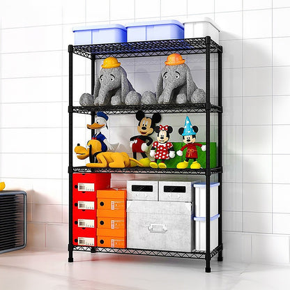 Modular Wire Storage 90x35cm Steel Shelving Black With Fixed Legs For Garage Warehouse Or Kitchen Organisation V63-841131