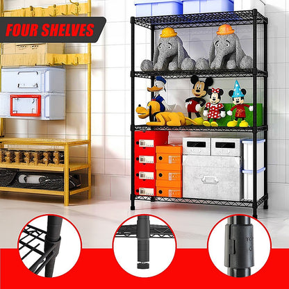 Modular Wire Storage 90x35cm Steel Shelving Black With Fixed Legs For Garage Warehouse Or Kitchen Organisation V63-841131