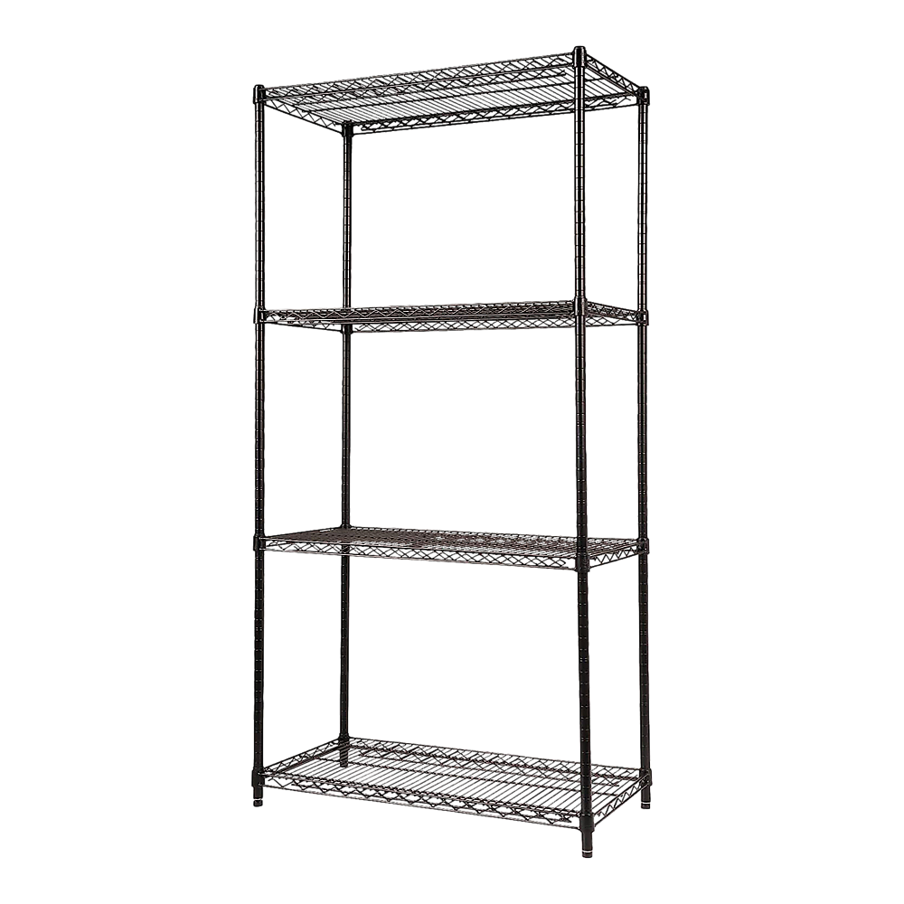 Modular Wire Storage 90x35cm Steel Shelving Black With Fixed Legs For Garage Warehouse Or Kitchen Organisation V63-841131