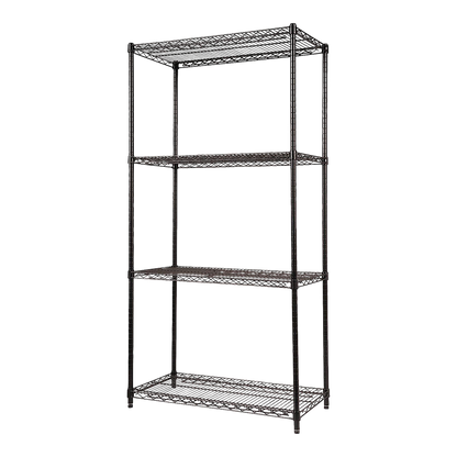 Modular Wire Storage 90x35cm Steel Shelving Black With Fixed Legs For Garage Warehouse Or Kitchen Organisation V63-841131