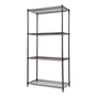 Modular Wire Storage 90x35cm Steel Shelving Black With Fixed Legs For Garage Warehouse Or Kitchen Organisation V63-841131