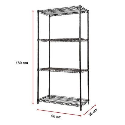 Modular Wire Storage 90x35cm Steel Shelving Black With Fixed Legs For Garage Warehouse Or Kitchen Organisation V63-841131