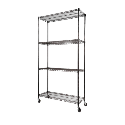 Modular Wire Storage 90x35cm Steel Shelving Black With Wheels For Garage Warehouse Or Kitchen Organisation V63-841151