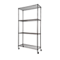 Modular Wire Storage 90x35cm Steel Shelving Black With Wheels For Garage Warehouse Or Kitchen Organisation V63-841151