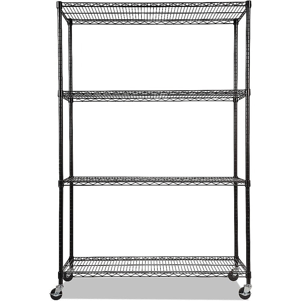 Modular Wire Storage 90x35cm Steel Shelving Black With Wheels For Garage Warehouse Or Kitchen Organisation V63-841151