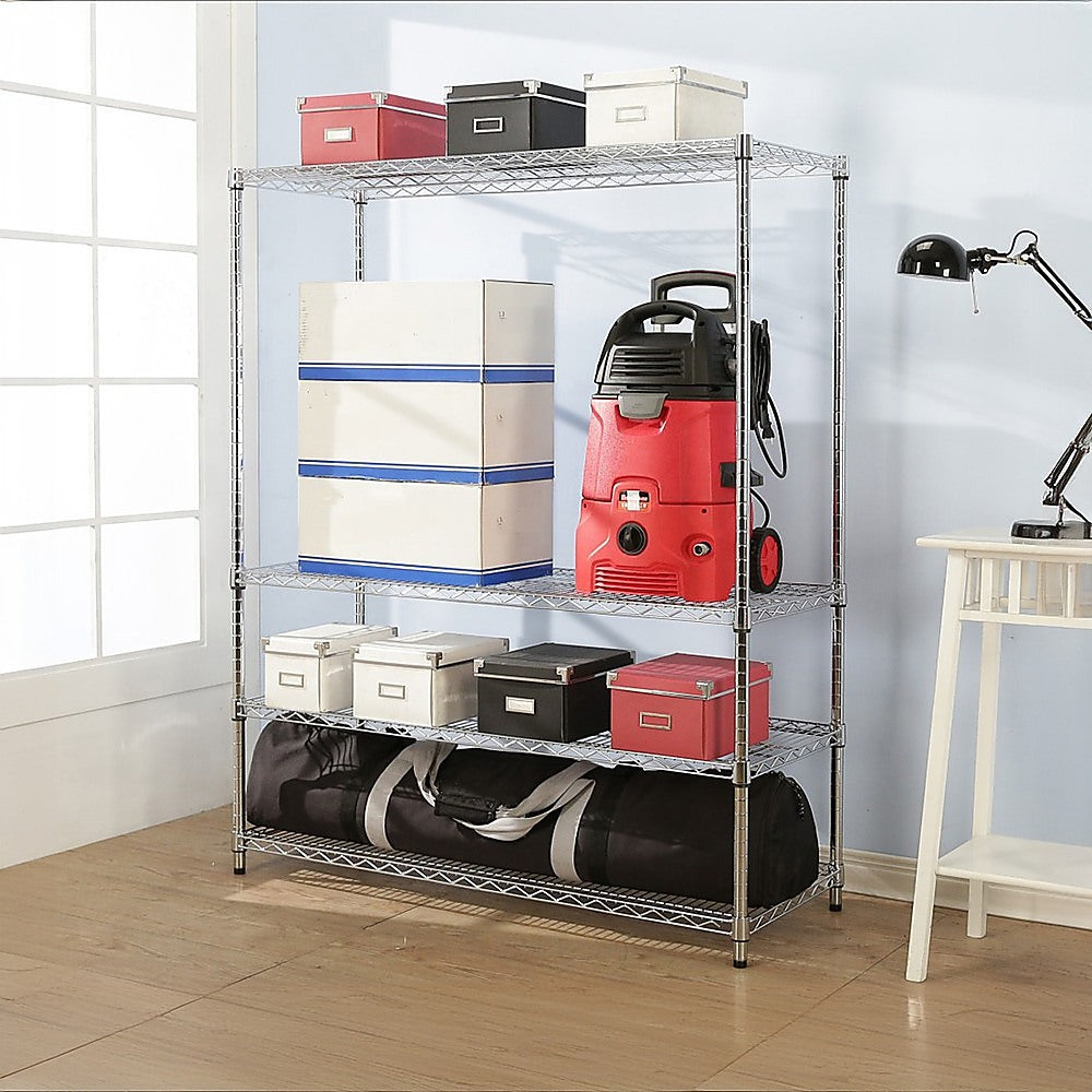 Modular Wire Storage 150x45cm Steel Shelving Chrome With Fixed Legs For Garage Warehouse Or Kitchen V63-841171