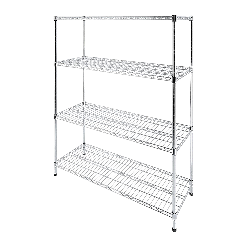 Modular Wire Storage 150x45cm Steel Shelving Chrome With Fixed Legs For Garage Warehouse Or Kitchen V63-841171