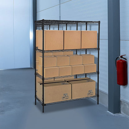 Modular Wire Storage 150x45cm Steel Shelving Black With Fixed Legs For Garage Warehouse Or Kitchen V63-841181