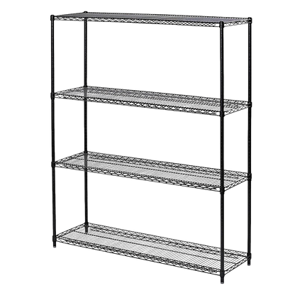 Modular Wire Storage 150x45cm Steel Shelving Black With Fixed Legs For Garage Warehouse Or Kitchen V63-841181