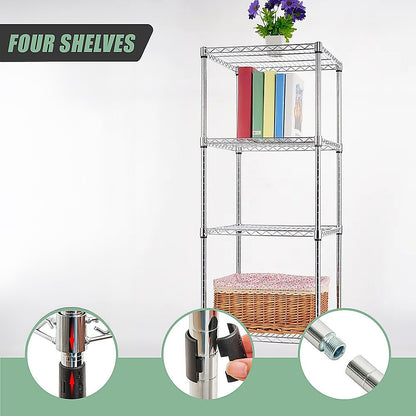 Modular Wire Storage 60x60cm Steel Shelving Chrome With Fixed Legs For Garage Warehouse Or Kitchen V63-841221