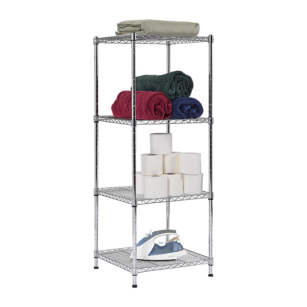 Modular Wire Storage 60x60cm Steel Shelving Chrome With Fixed Legs For Garage Warehouse Or Kitchen V63-841221