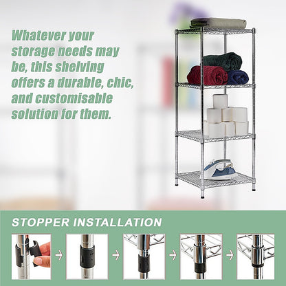 Modular Wire Storage 60x60cm Steel Shelving Chrome With Fixed Legs For Garage Warehouse Or Kitchen V63-841221