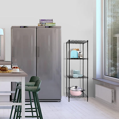 Modular Wire Storage 60x60cm Steel Shelving Black With Fixed Legs For Garage Warehouse Or Kitchen Organisation V63-841231