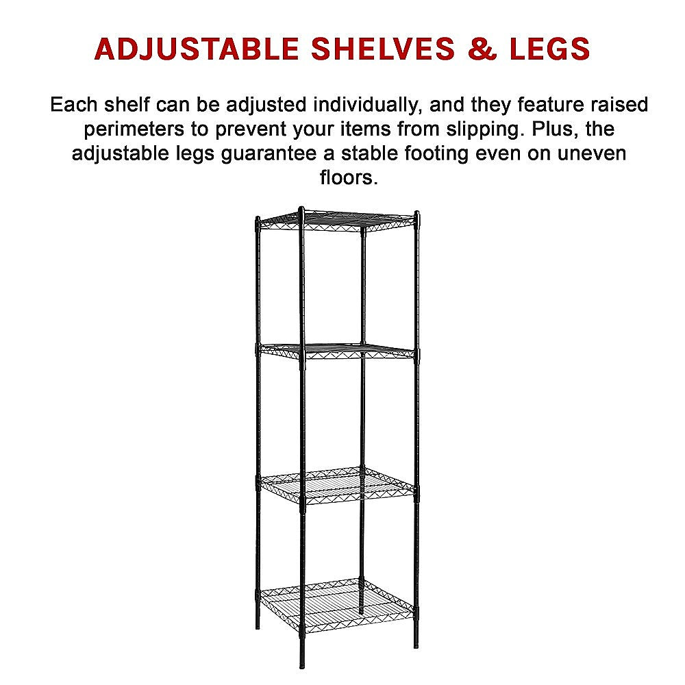 Modular Wire Storage 60x60cm Steel Shelving Black With Fixed Legs For Garage Warehouse Or Kitchen Organisation V63-841231