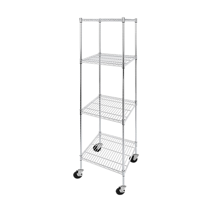 Modular Wire Storage 60x60cm Steel Shelving Chrome With Wheels For Garage Warehouse Or Kitchen Organisation V63-841241