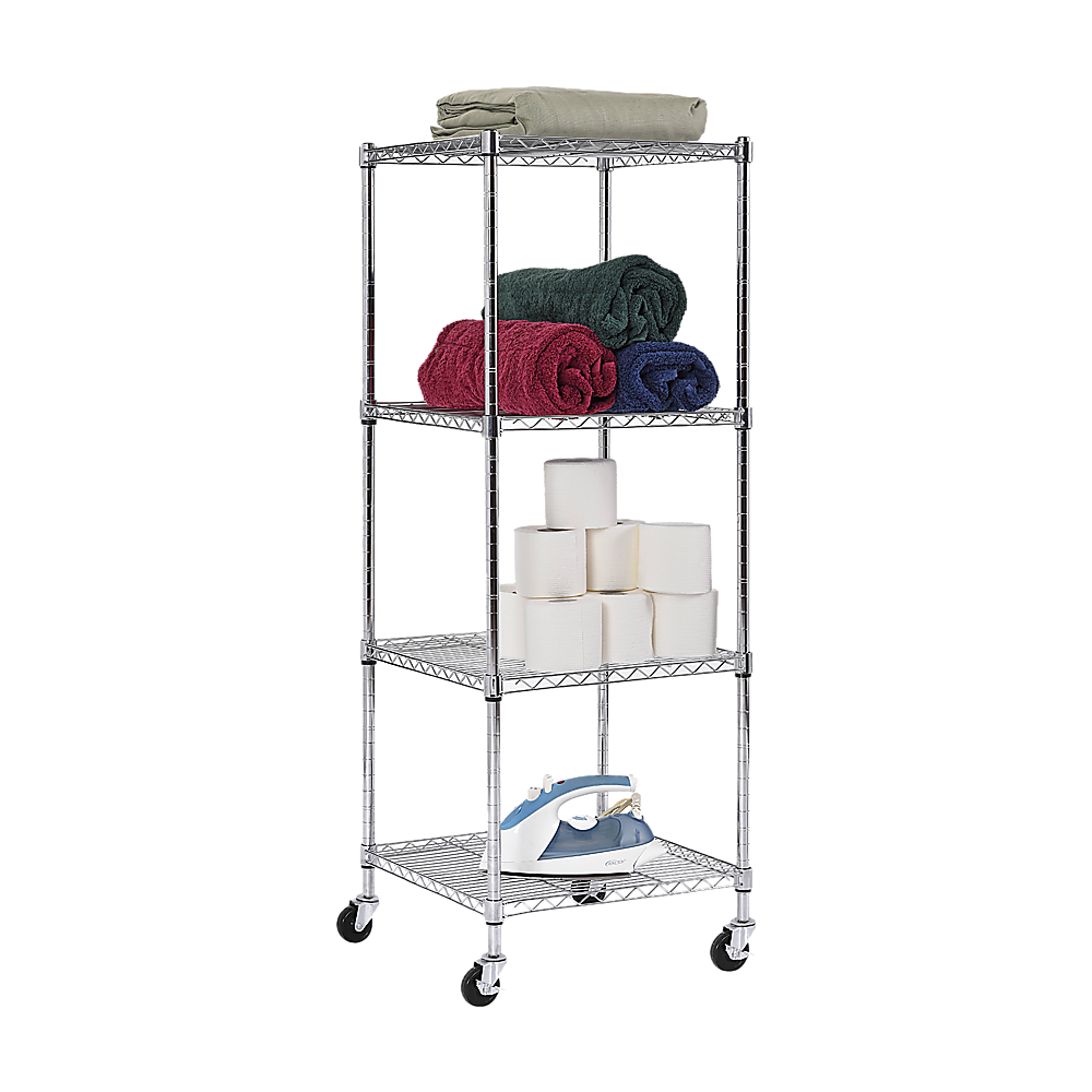 Modular Wire Storage 60x60cm Steel Shelving Chrome With Wheels For Garage Warehouse Or Kitchen Organisation V63-841241