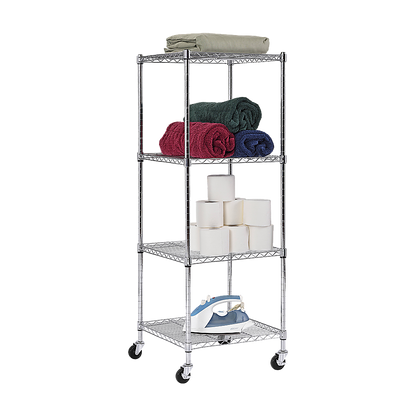 Modular Wire Storage 60x60cm Steel Shelving Chrome With Wheels For Garage Warehouse Or Kitchen Organisation V63-841241