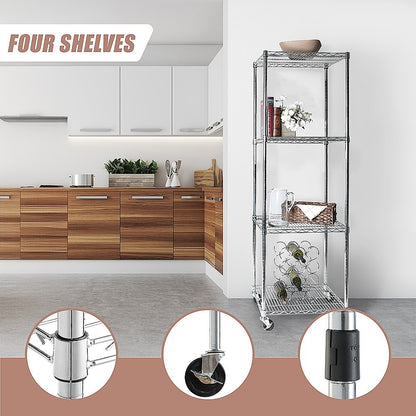 Modular Wire Storage 60x60cm Steel Shelving Chrome With Wheels For Garage Warehouse Or Kitchen Organisation V63-841241