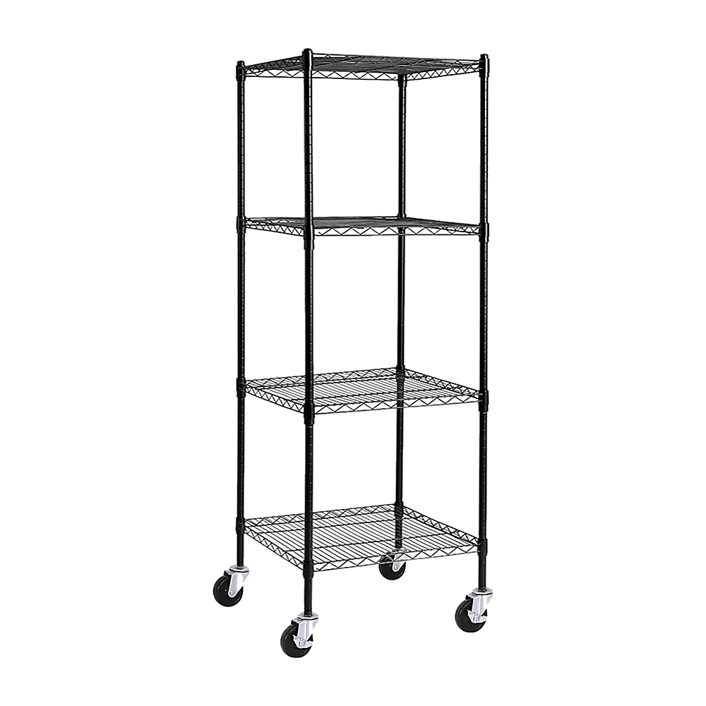 Modular Wire Storage 60x60cm Steel Shelving Black With Wheels For Garage Warehouse Or Kitchen Organisation V63-841251