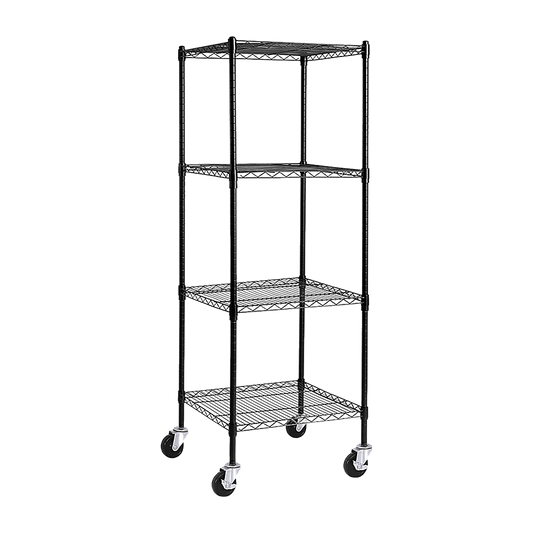 Modular Wire Storage 60x60cm Steel Shelving Black With Wheels For Garage Warehouse Or Kitchen Organisation V63-841251