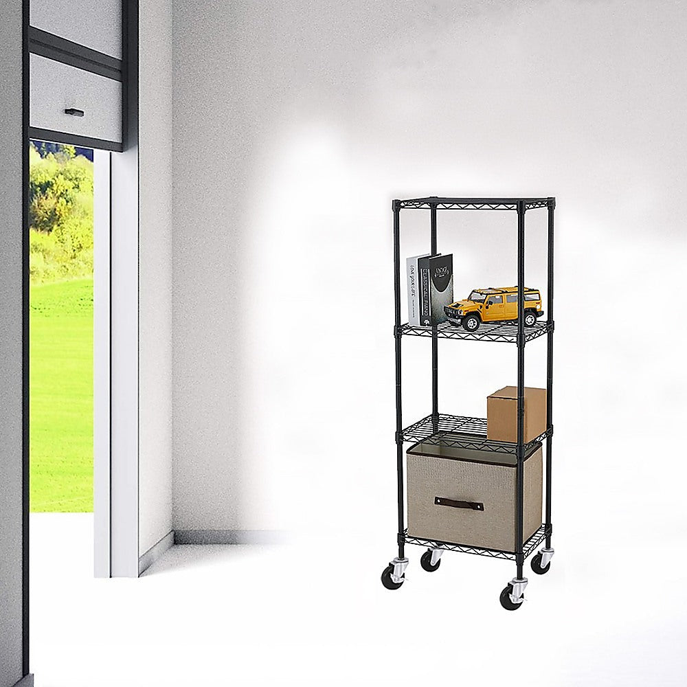 Modular Wire Storage 60x60cm Steel Shelving Black With Wheels For Garage Warehouse Or Kitchen Organisation V63-841251