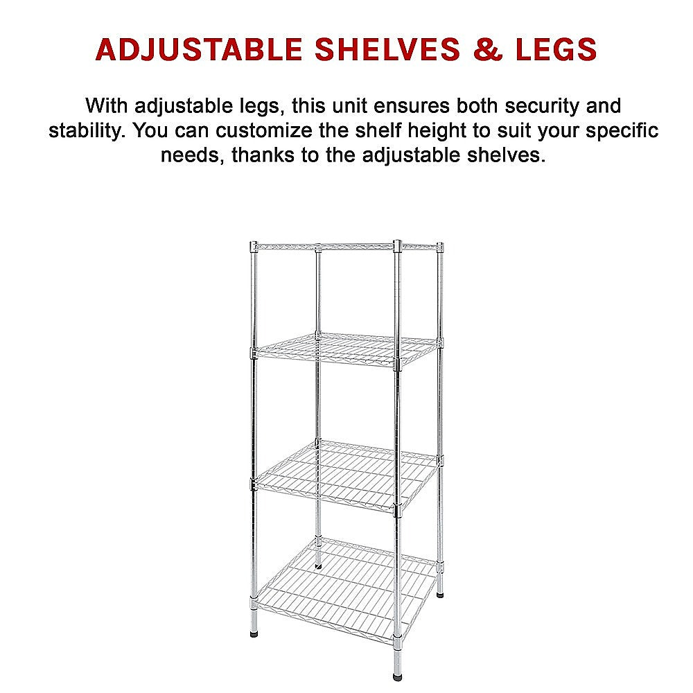 Modular Wire Storage 45x45cm Steel Shelving Chrome With Fixed Legs For Garage Warehouse Or Kitchen V63-841271