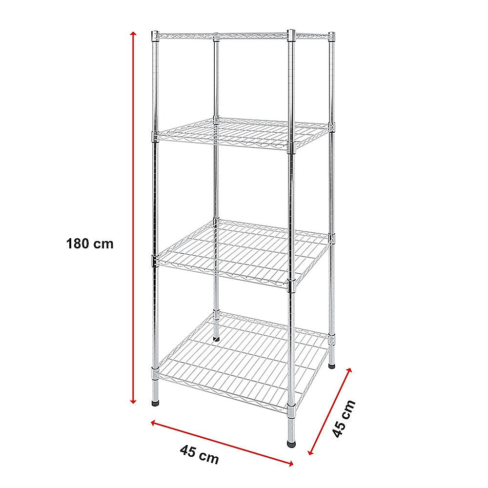 Modular Wire Storage 45x45cm Steel Shelving Chrome With Fixed Legs For Garage Warehouse Or Kitchen V63-841271