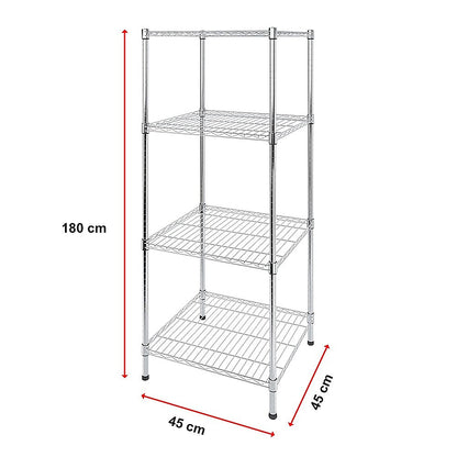 Modular Wire Storage 45x45cm Steel Shelving Chrome With Fixed Legs For Garage Warehouse Or Kitchen V63-841271