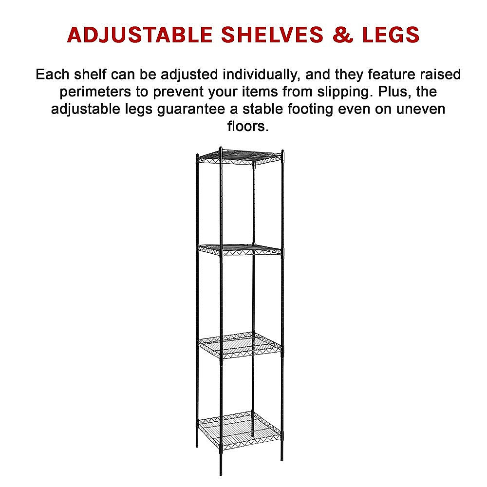 Modular Wire Storage 45x45cm Steel Shelving Black With Fixed Legs For Garage Warehouse Or Kitchen Organisation V63-841281