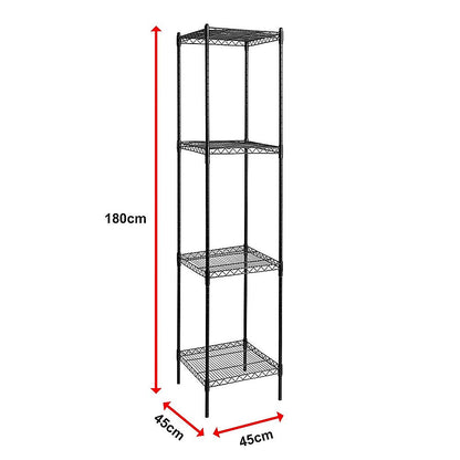 Modular Wire Storage 45x45cm Steel Shelving Black With Fixed Legs For Garage Warehouse Or Kitchen Organisation V63-841281