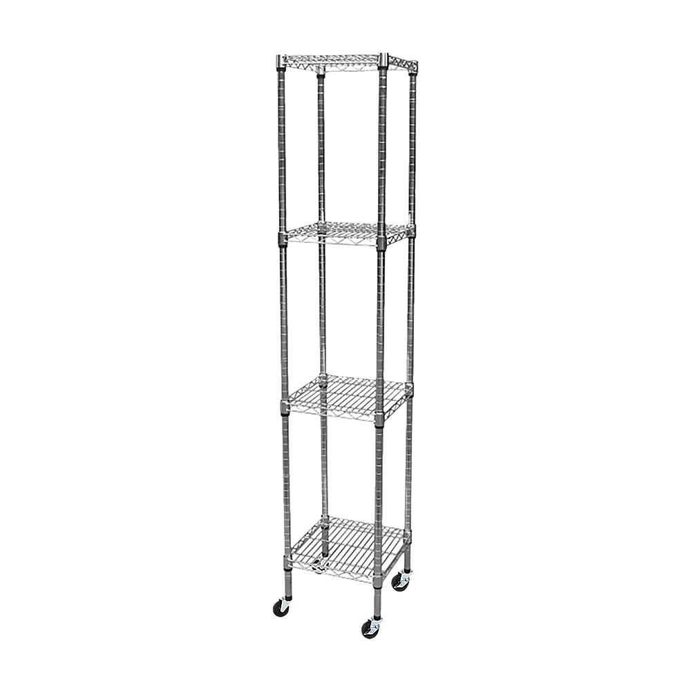Modular Wire Storage 45x45cm Steel Shelving Chrome With Wheels For Garage Warehouse Or Kitchen Organisation V63-841291