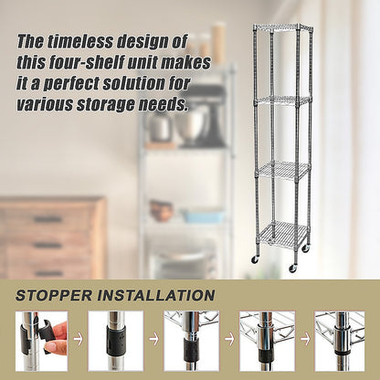 Modular Wire Storage 45x45cm Steel Shelving Chrome With Wheels For Garage Warehouse Or Kitchen Organisation V63-841291