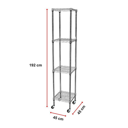 Modular Wire Storage 45x45cm Steel Shelving Chrome With Wheels For Garage Warehouse Or Kitchen Organisation V63-841291